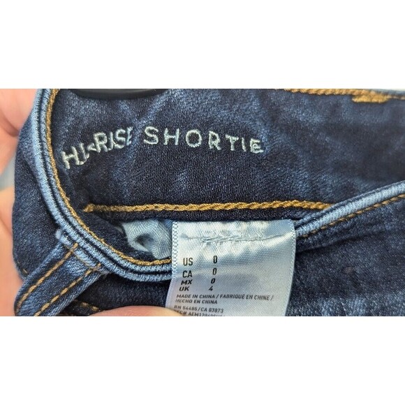 American Eagle 360 Super Stretch Hi-Rise Shortie Women's 0 Blue Distressed - Picture 3 of 4